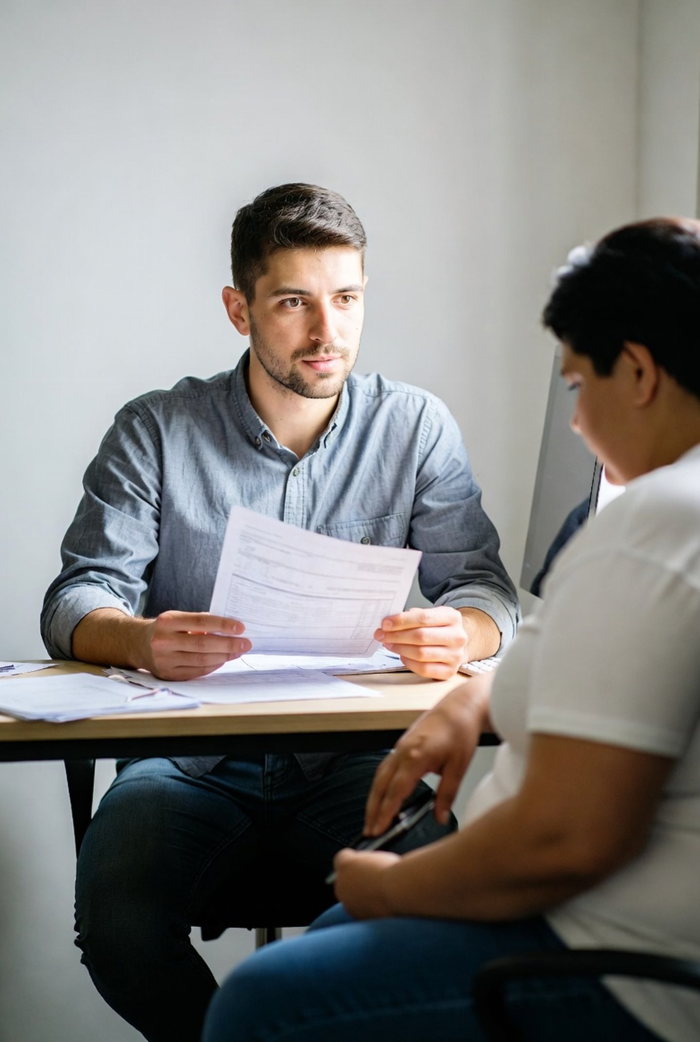 Dr. Roberts in a one-on-one consultation reviewing a patient’s report.